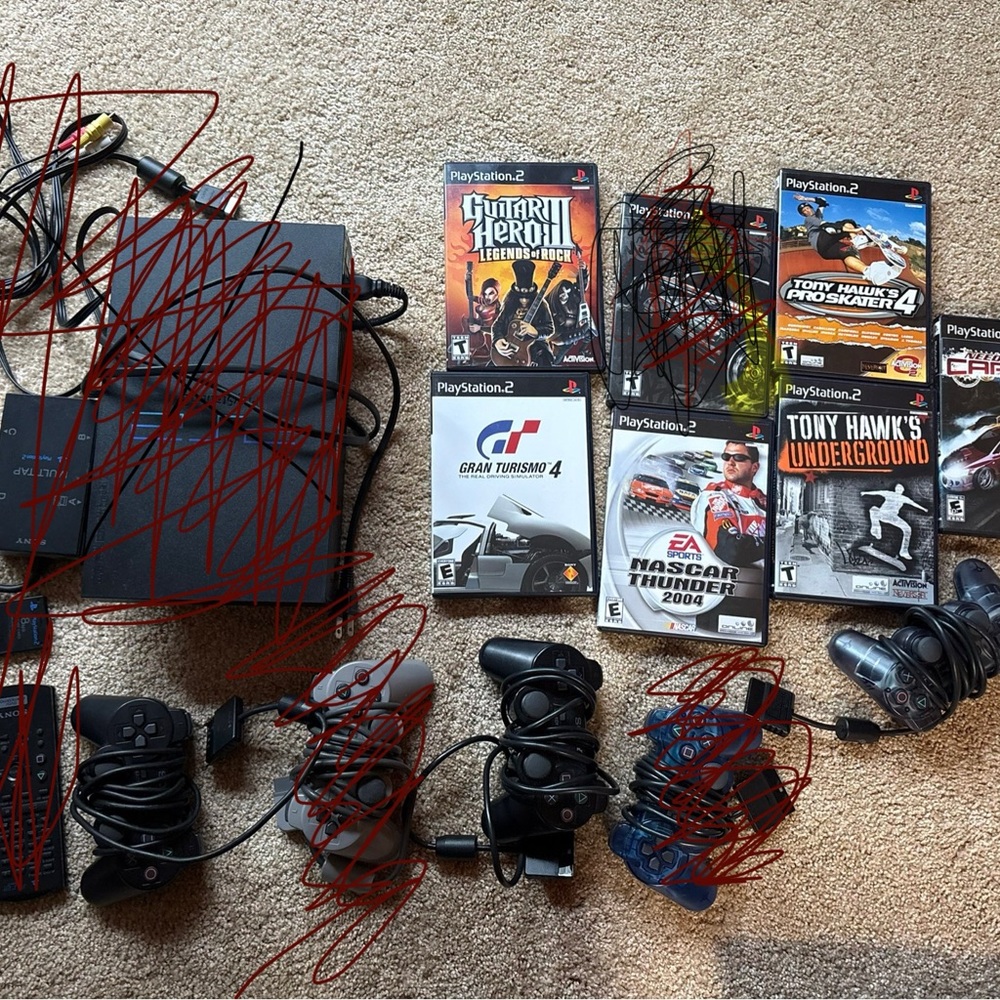 Sony PlayStation 2 (PS2) games and 3 controllers